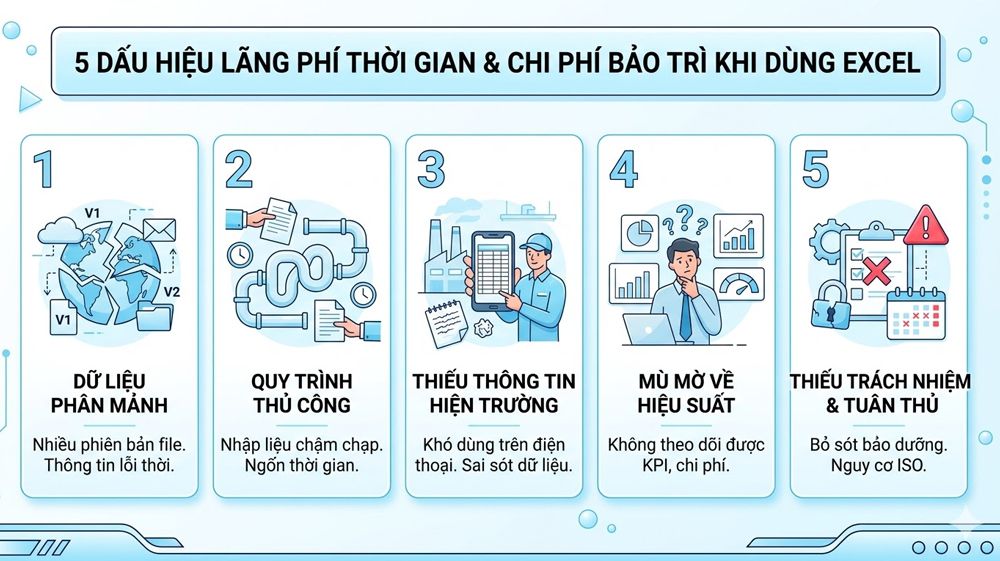 5 Dấu Hiệu Lãng Phí Thời Gian và Chi Phí Bảo Trì Khi Quản Lý Bằng Excel
