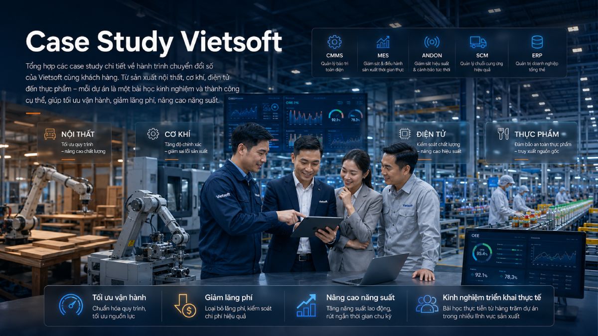 Case Study Vietsoft về giải pháp CMMS, EAM, MES, ANDON và OEE cho nhà máy thông minh