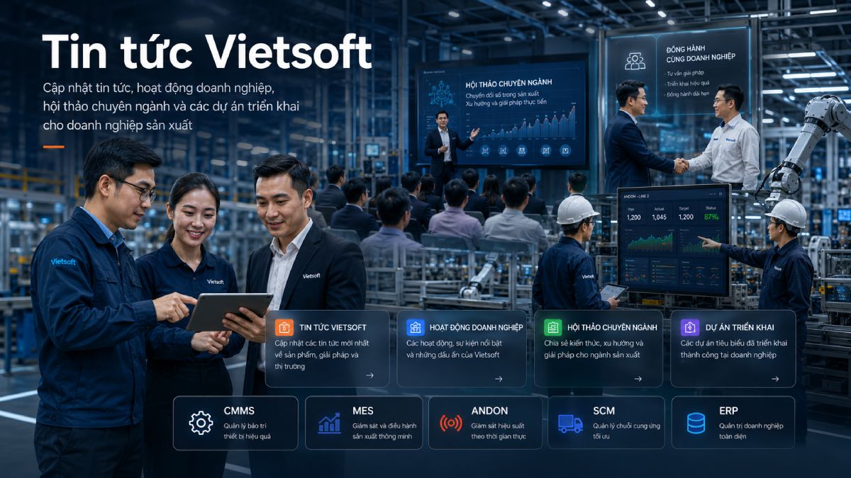 Bảng tin Vietsoft về hoạt động và dự án triển khai phần mềm cho doanh nghiệp sản xuất