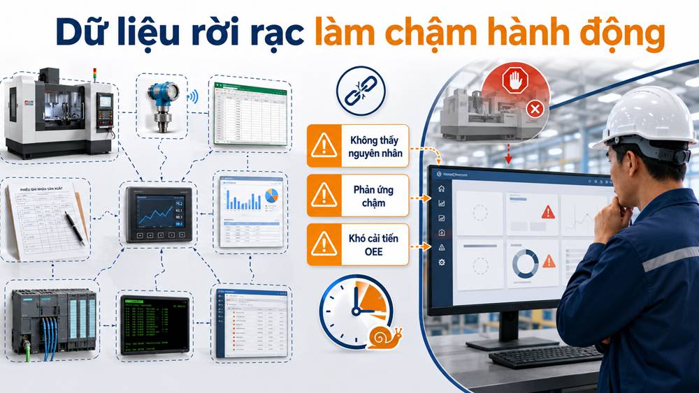 Vietsoft Factory AI kết nối dữ liệu sản xuất, bảo trì và OEE trong nhà máy thông minh