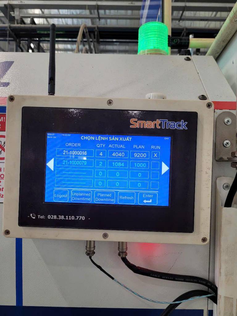 HMI SmartTrack theo dõi Plan Actual Qty và trạng thái máy theo thời gian thực