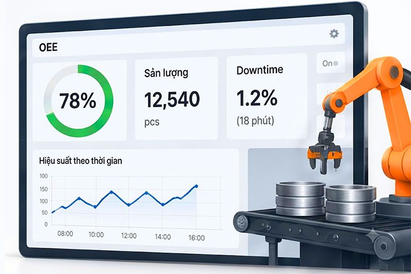 SmartTrack MES OEE dashboard sản xuất